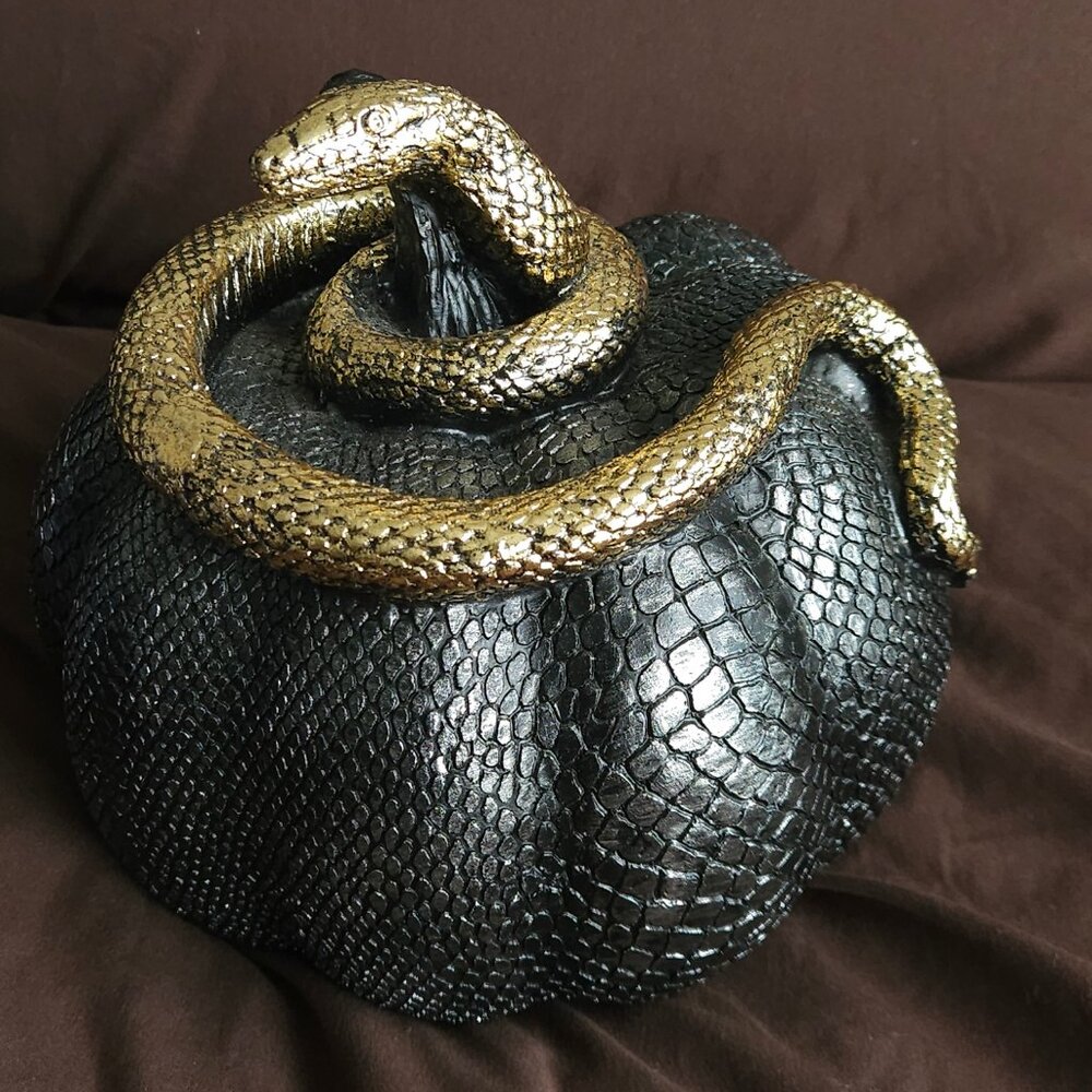 Halloween Decor Snakeskin Pumpkin with Gold Snake
